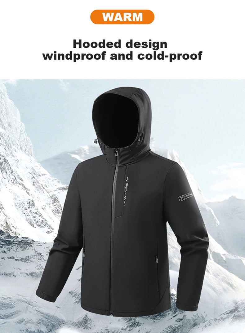 EUMERGX Fleece Soft shell Jackets Men Waterproof