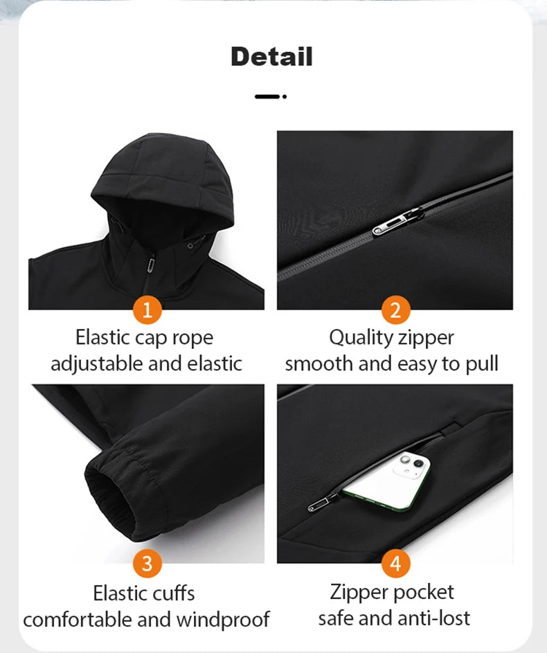 EUMERGX Fleece Soft shell Jackets Men Waterproof