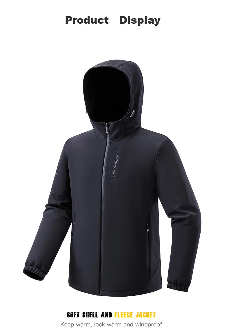 EUMERGX Fleece Soft shell Jackets Men Waterproof