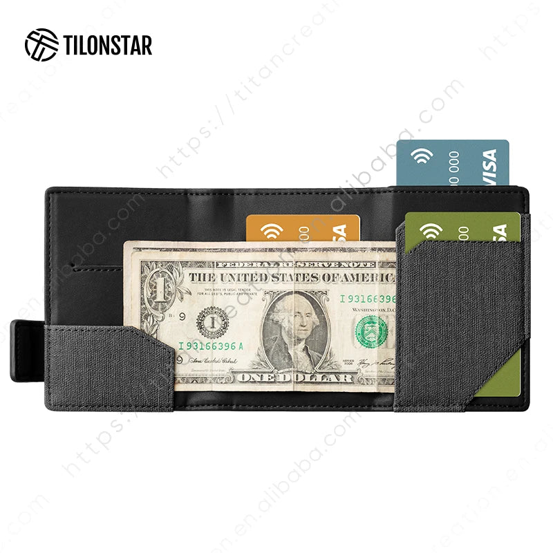 New Leather Aluminum Rfid Pop up Wallet Business Credit Card Holder