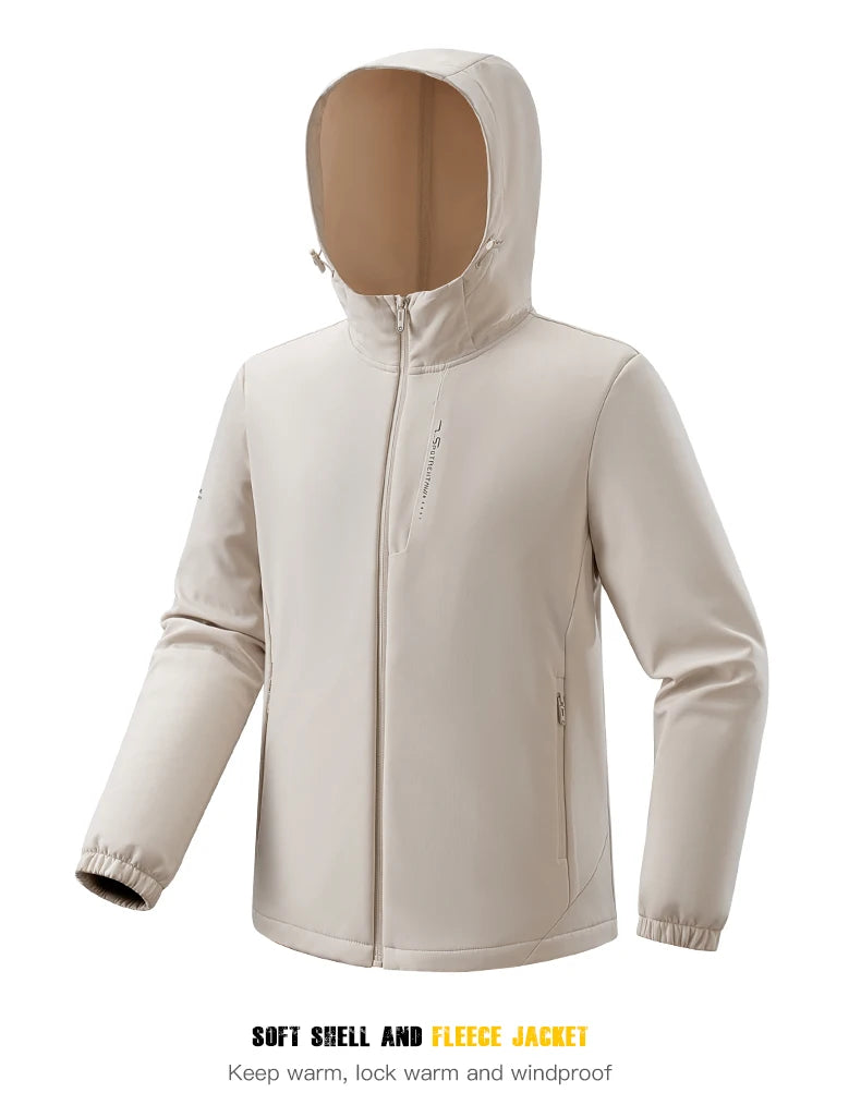 EUMERGX Fleece Soft shell Jackets Men Waterproof