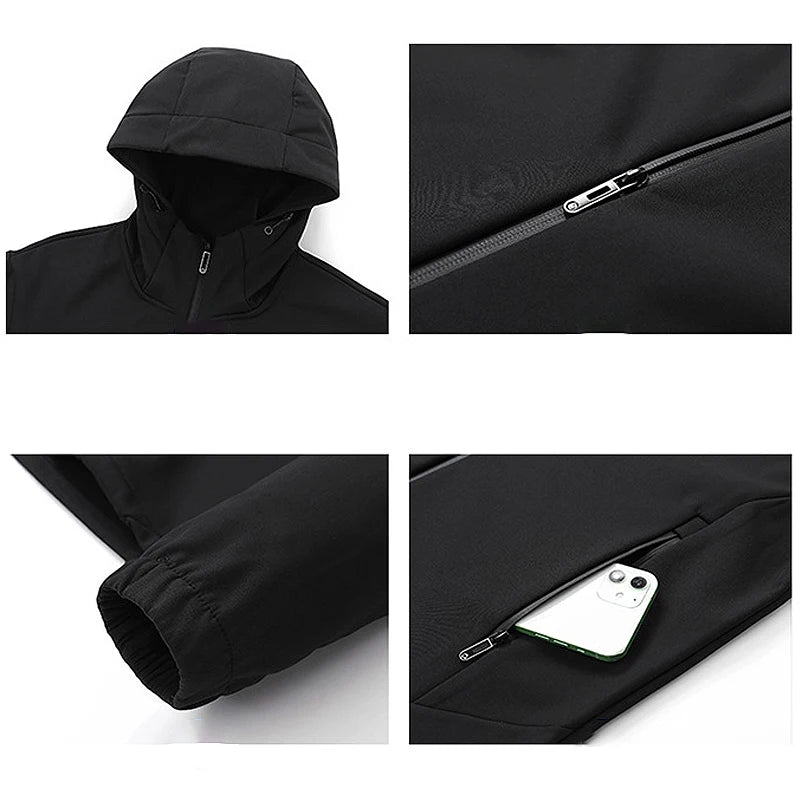 EUMERGX Fleece Soft shell Jackets Men Waterproof