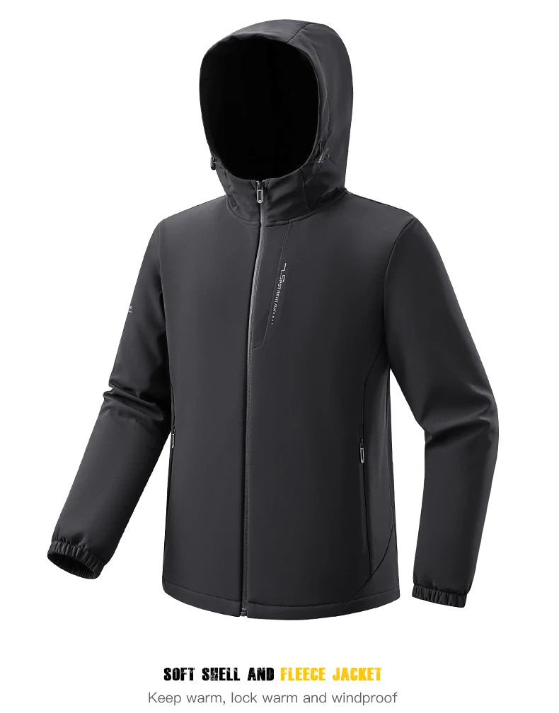 EUMERGX Fleece Soft shell Jackets Men Waterproof
